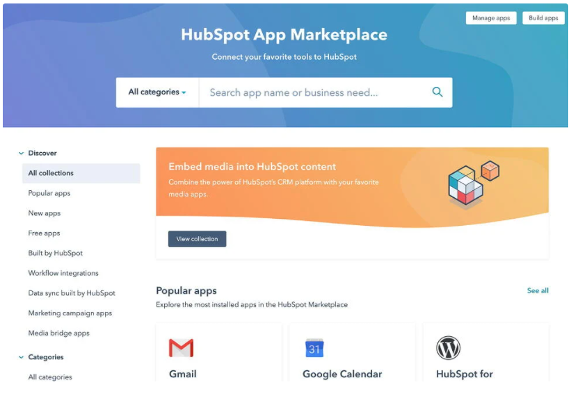 بازار اپلیکیشن HubSpot
